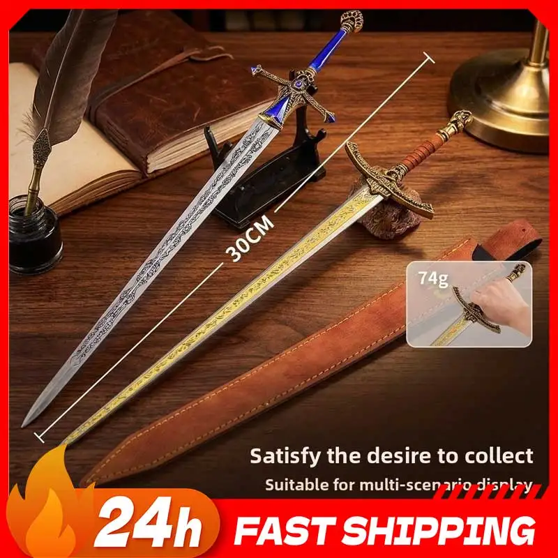 Game Eldenn Peripherals 30cm Rellana's Twin Blades 3D Carving Metal Craft Model with Sheath Collectible Desk Ornamnets Toy Knife