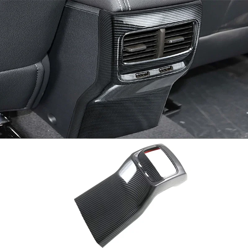 LHD RHD For MG ZS 2017-2023 2024 abs Carbon Fiber Car Rear Seat Air Condition Vent Cover back an-ti board cover Trim