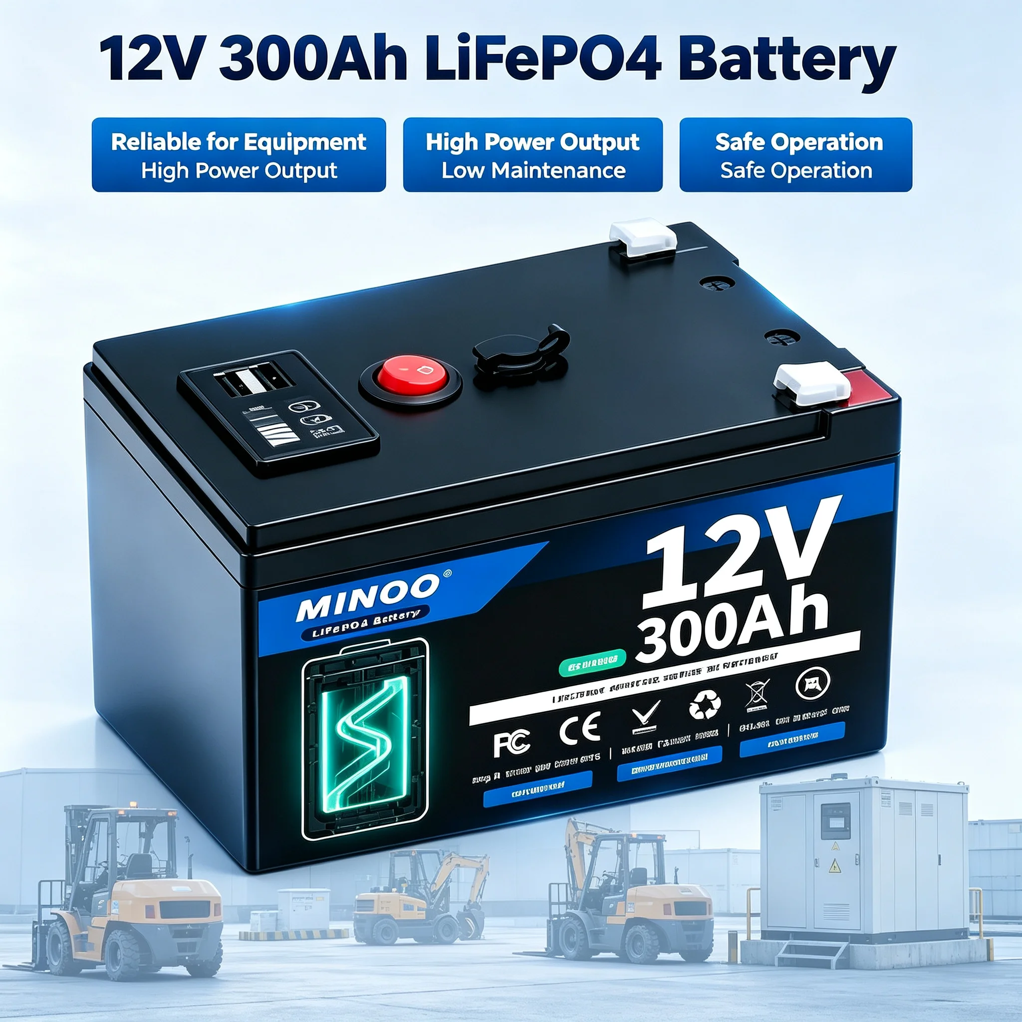 LiFePO4 12V 300AH 12V 200AH Battery Free Charger 12V Lithium Battery Built-In 300A BMS 6000+ Cycle Foat Fast Ship From EUr Bo