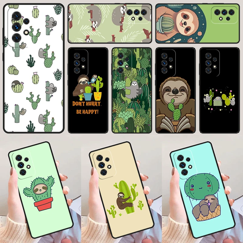 Cacti Sloths Back For Samsung Galaxy A52 A72 A73 A20e A21S A50 A70 A11 A12 A42 A31 A40 A51 A71 A32 A80 A91 Phone Case Cover