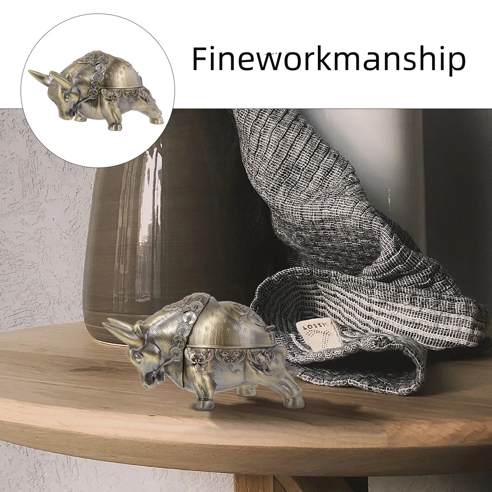 

1 шт., пепельница в китайском стиле из цинкового сплава, контейнер для сигаретной золы, настольный офисный декор, практичный держатель для дыма, домашний подарок