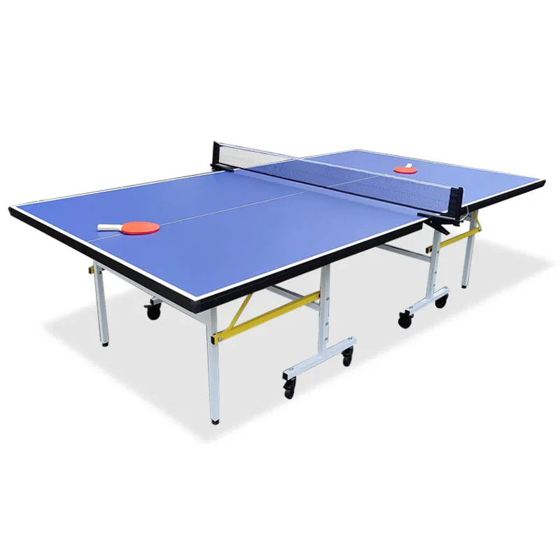 Four-Wheel Folding Indoor Table Tennis Table with MDF Material Tube Frame International Standard Size Movable