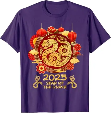 Year of The Snake 2025 Chinese Lunar New Year T-Shirt Gift Humor Funny Family Maching Awesome Saying Tee Fashion Graphic Outfit