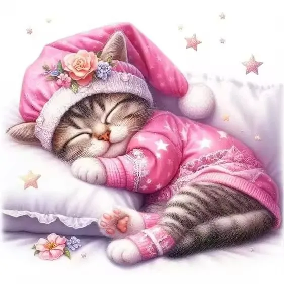 

CHENISTORY 5d DIY Full Diamond Painting With Square Rhinestones Sleeping Cat Diamond Embroidery Kits Mosaic Home Decor