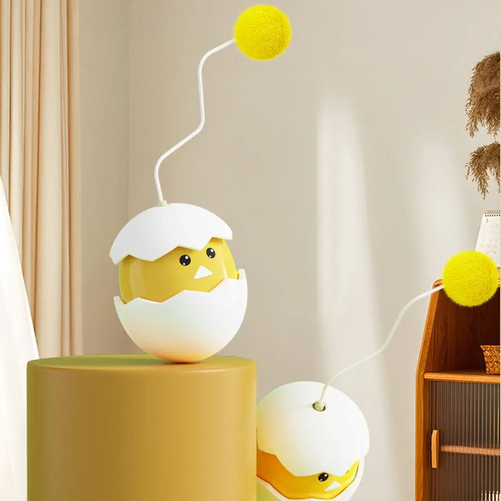 

Funny Cute Cat Teasing Sounding Chicken Egg Shape Electric Tumbler Automatic Cat Teasing Stick Pet Play