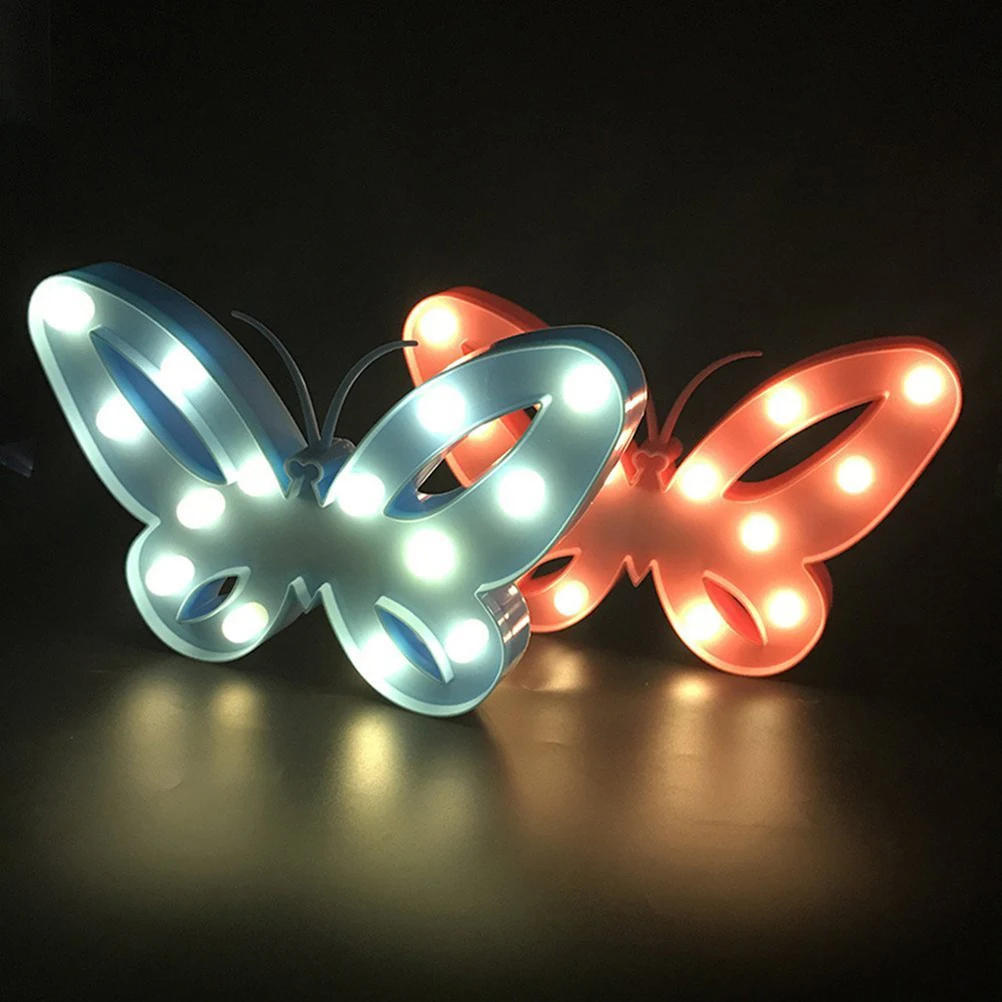 

Pink Butterfly Night Light Lamp for Kids Bedroom Decor Warm White Lights Plastic Sturdy No Heat Low Power Wall