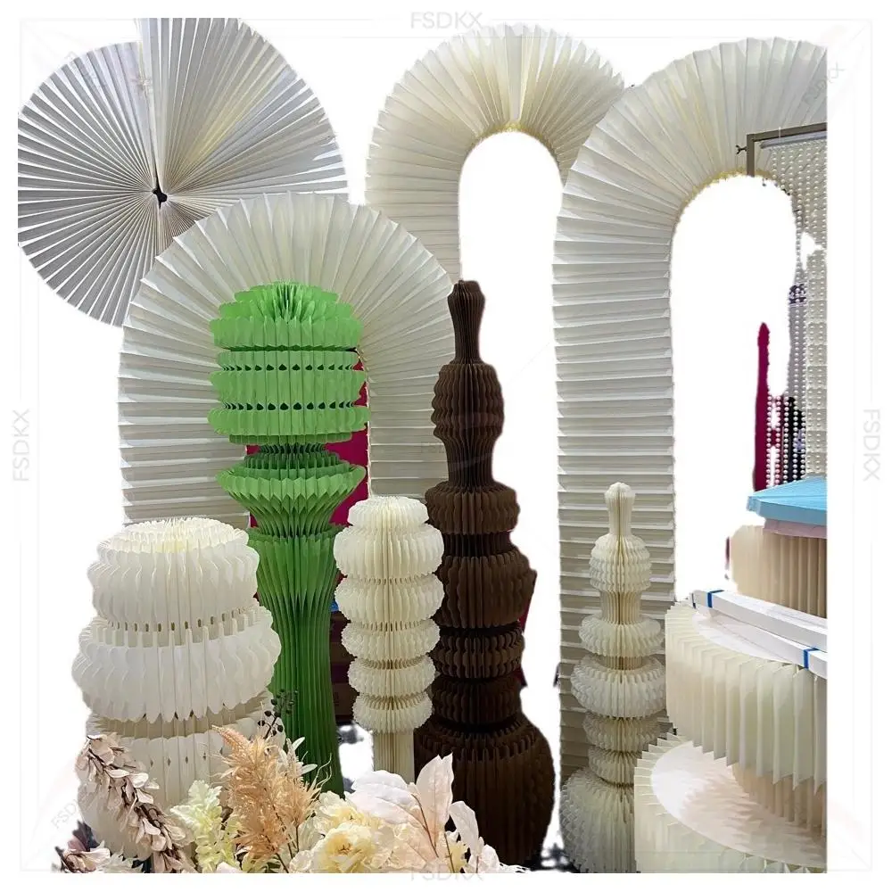 

FSDKX Tall White Round Metal Wedding Backdrop Stand Paper Plinths Iron Flower Arch Wedding Frame Props for Event Decor