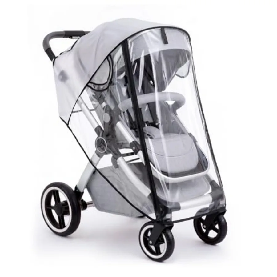 Clear Stroller Rain Cover for Travel Strollers, Waterproof Recessed Zipper Design, Breathable Mesh Vents, Easy Access, Protects