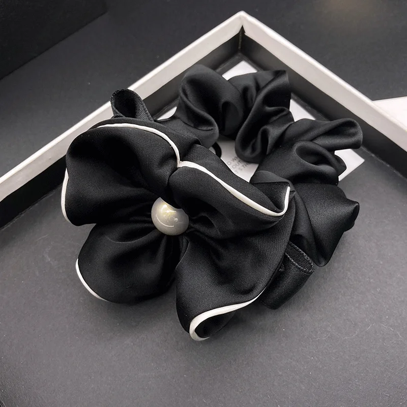 Small Floral-Style Fashionable Satin Hair Band, Elegant and New Style, Hair Tie, Bun Hairstyle, Ponytail Hair Band, Head Flower