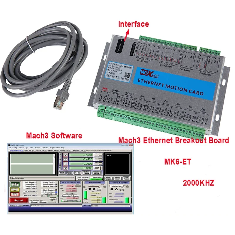 MK6-ET Mach3 6-Axis CNC Controller Board Ethernet Motion Card CNC Breakout Board