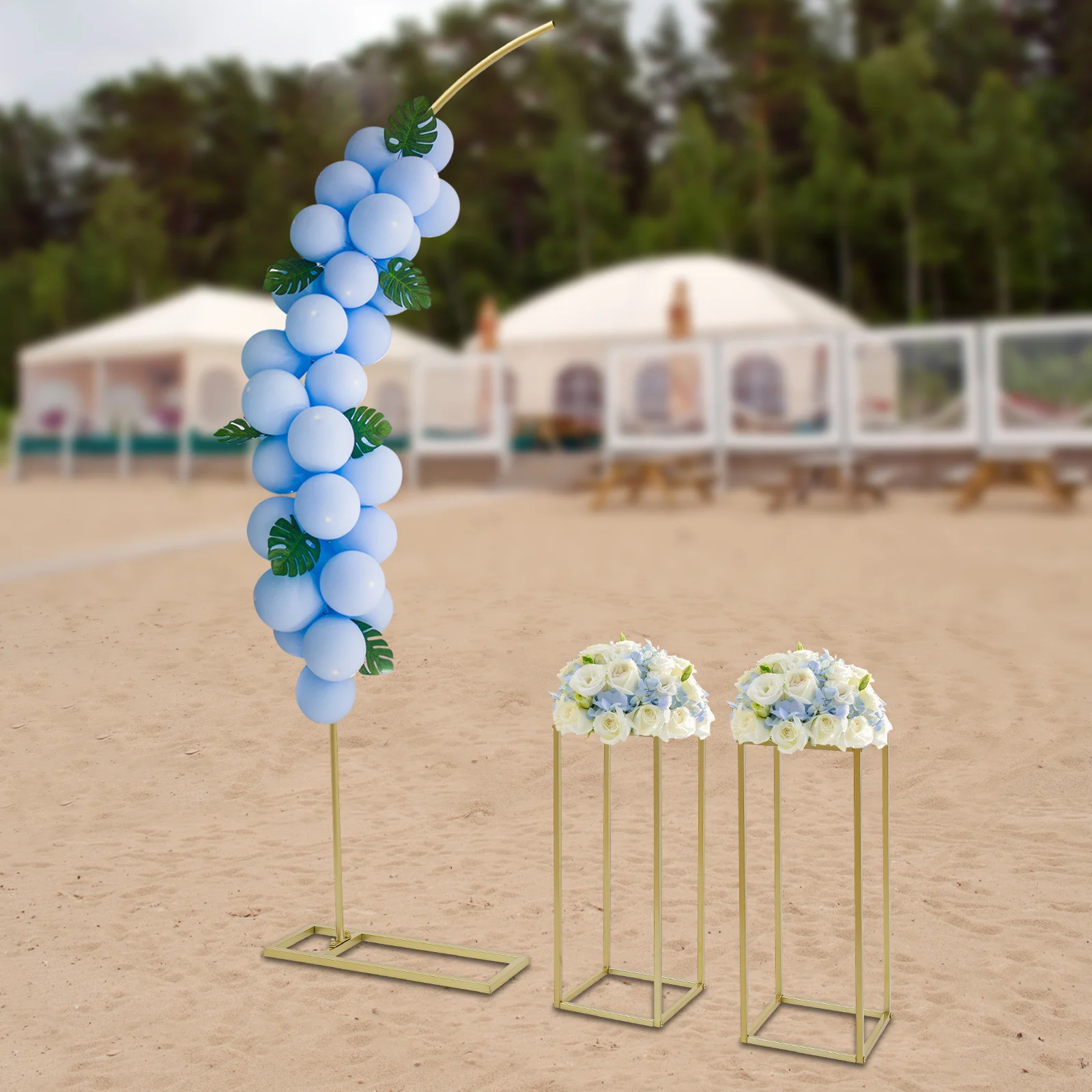 

1 металлическая подставка для цветов из высококачественных стальных труб — устойчивая конструкция для свадьбы в помещении и на открытом воздухе — простая установка и очистка