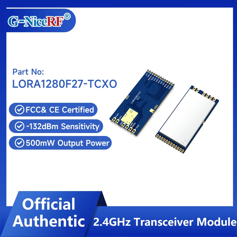 G-NiceRF | 2PCS LORA1280F27-TCXO 500mW 2.4G Range Measurement Wireless High Power LoRa Module