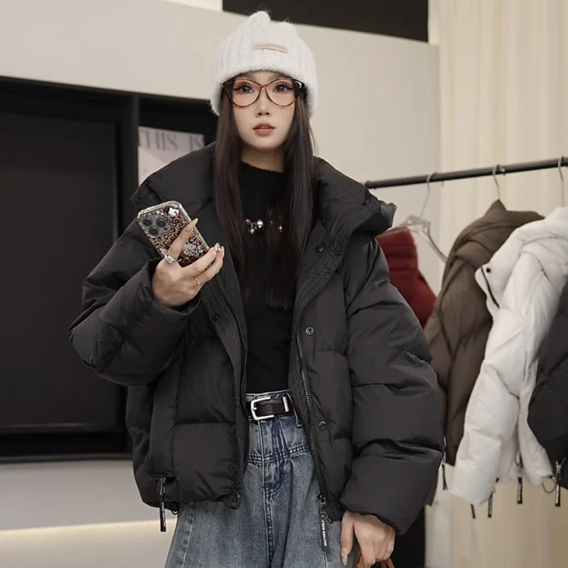 

2025 New Bread Clothing Women's Korean Edition Down Cotton Jackets Fashion Short Style Hooded Fashion Cotton Jackets