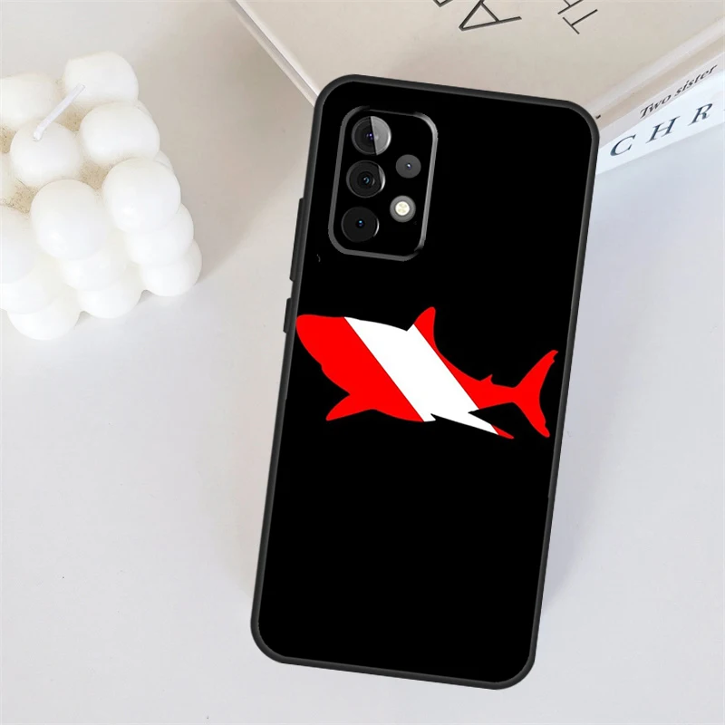 Dive Scuba Diver Shark custodia per bandiera subacquea per Samsung Galaxy A34 A12 A13 A14 A24 A54 A53 A33 A23 A52 A32 A22 A71 A51 Funda