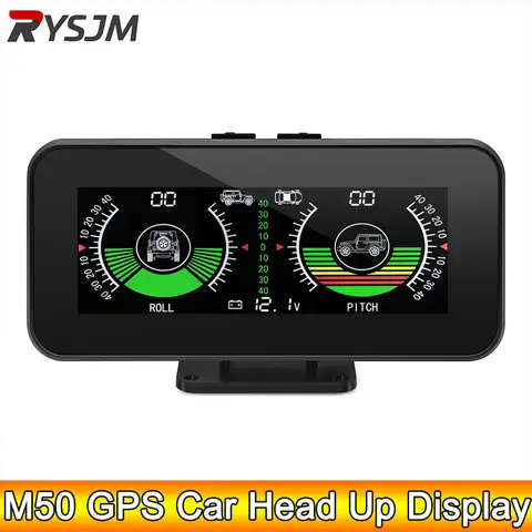 AD M50 HUD 슬로프 미터 디지털 디스플레이 틸트 롤 피치 각도 경사계 오프로드 GPS 스마트 경사계 자동 지능형 볼트