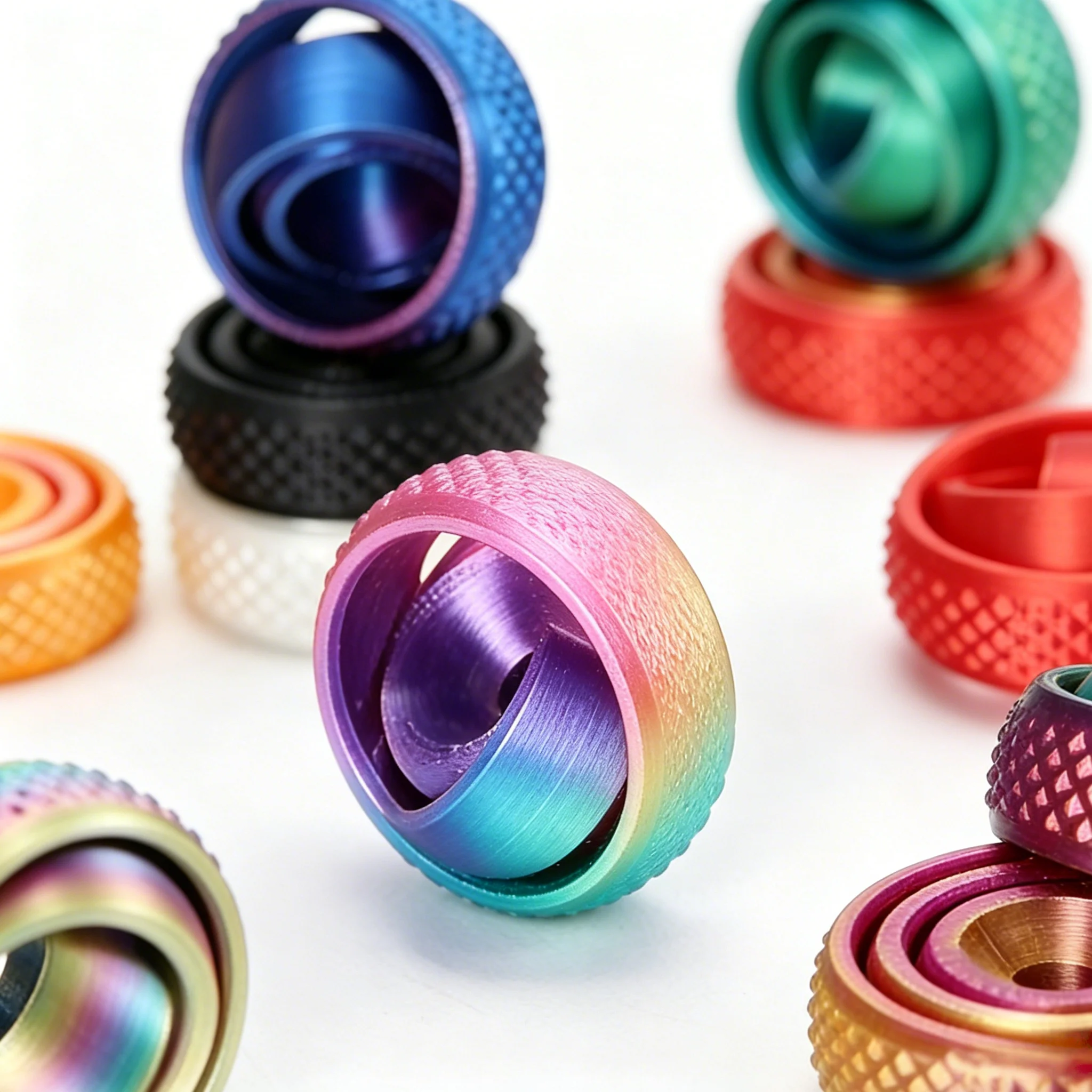 3D Printed Rotating Ball Toy O-Shaped Universal Fingertip Gyroscope Gravity Rotation Anxiety Relief Decompression Cool Toy