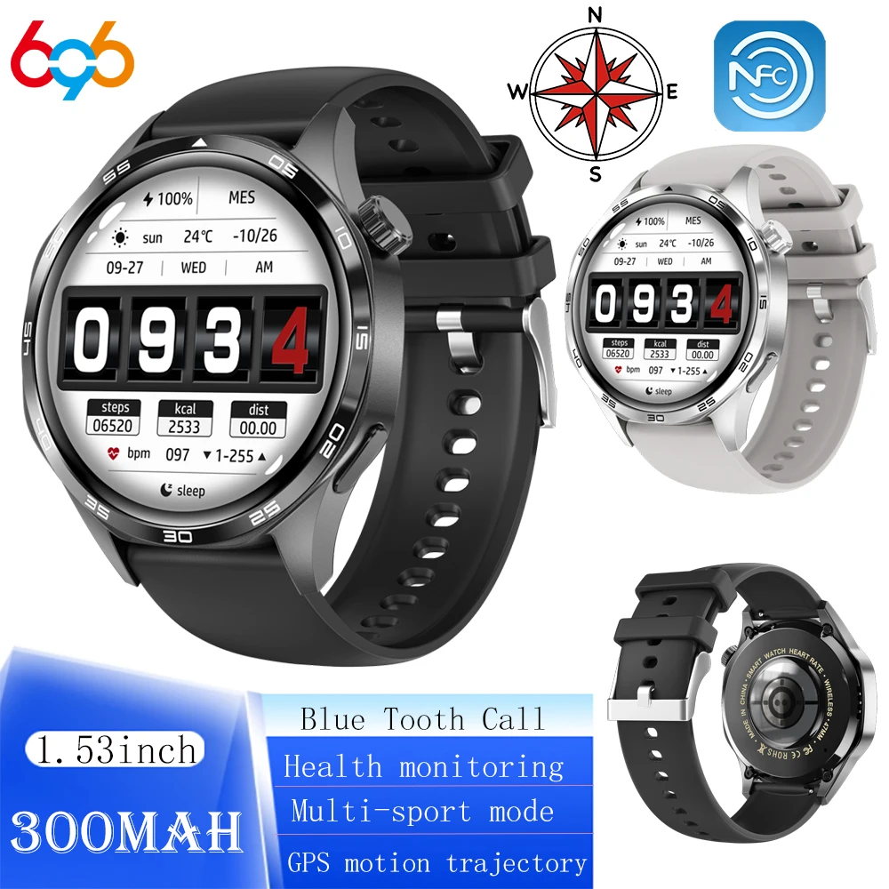 

2025 Smart Watch Men Sports Blue Tooth Call Health Watches Waterproof GPS Motion Trajectory Compass Voice Assistant Smartwatch