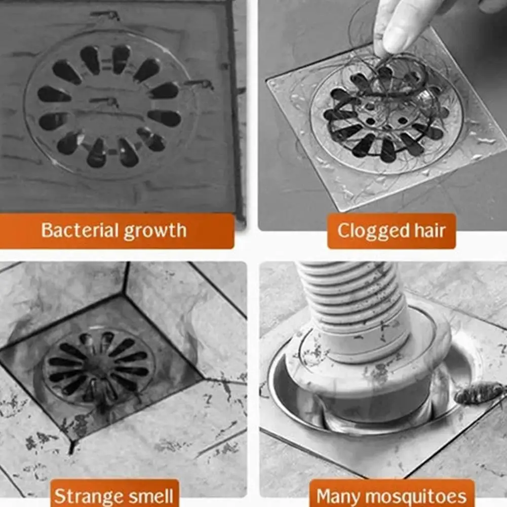 Disposable Hair Drain Catcher Mesh Cutable Anti-blocking Shower Self-Adhesive Floor Drain Stickers for Bathroom Kitchen Sink