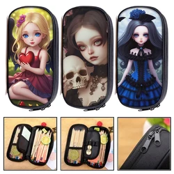 Gothic Girl Cosmetic Case Goth Lolita Skull Girls Teenager Pencil Bag Cute Pencil Box Children Stationary Case Storage Bag Gift