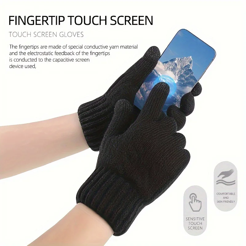 1pc Fashion Knitted Gloves, Top Choice For Warmth In Cycling And Outdoor Sports, Double-Layer Wrist Cuff Design