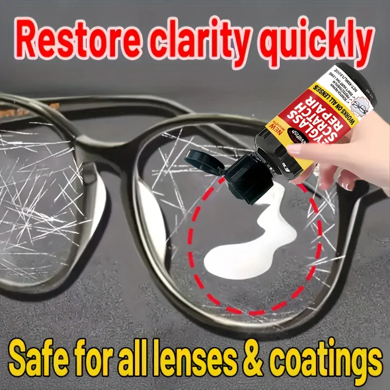 Glasses Repair Resin - Quick Fix for Scratches, Yellowing, Wear, Lens Restoration - Fast-Acting Formula, Safe for Eyeglasses