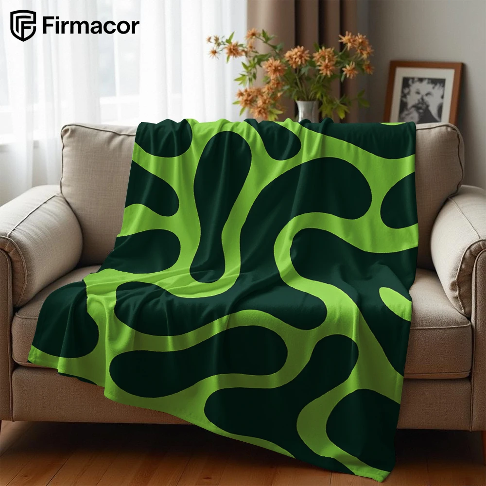 Green Fluid Swirls Lightweight Microfiber Soft Christmas Fleece Blanket Warm Cozy Throw for Bed Sofa Office Travel All Season