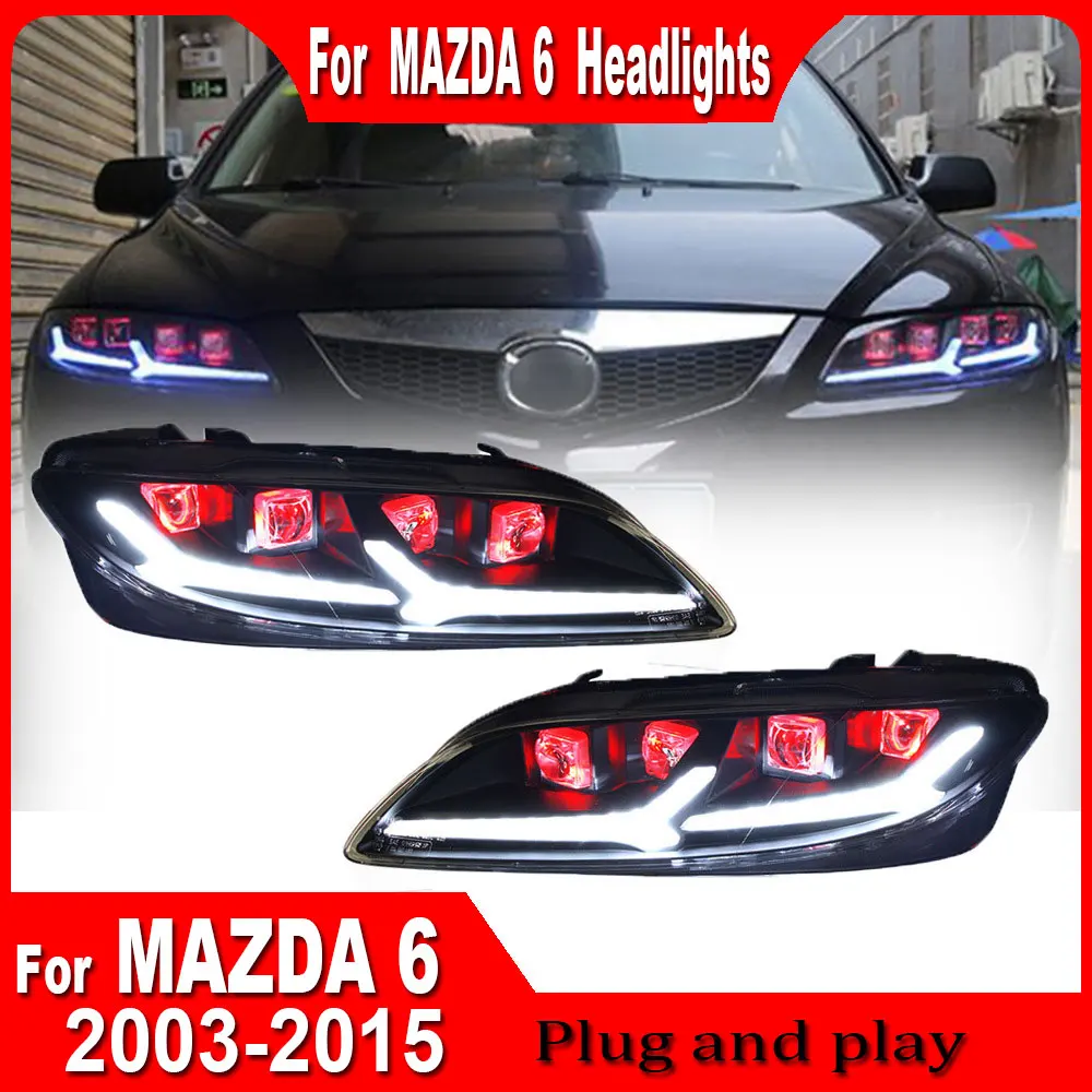 Car LED Lights for Mazda 6 Atenza LED Headlight 2004-2015 Mazda 6 Head Lamp Drl Projector Lens Auto Accessories Plug and play