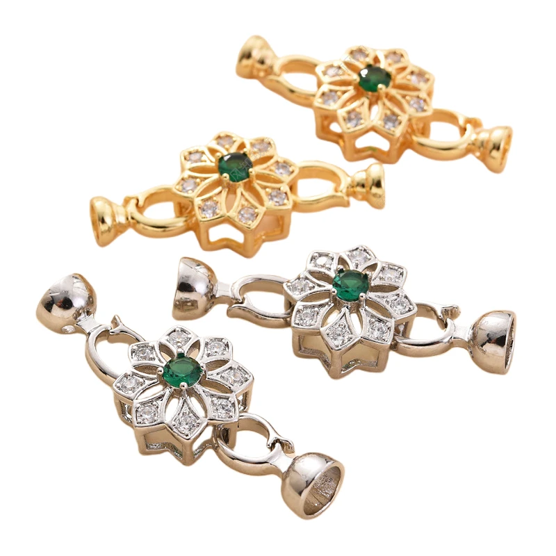 

Juya 18K Gold Plated Rose Flower Connector Fastener Locks Pearls Clasps For DIY Women Wedding Birthday Needlework Jewelry Making