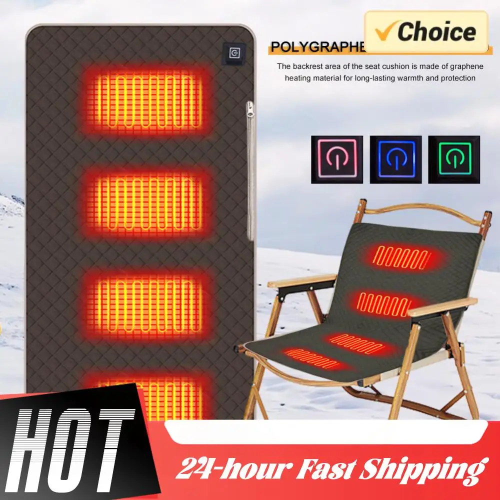 

Стул для кемпинга на открытом воздухе, подушка с подогревом, 4-зонная умная грелка 5 В, коврик с подогревом с питанием от USB для кемпинга/сидения на открытом воздухе, теплый коврик