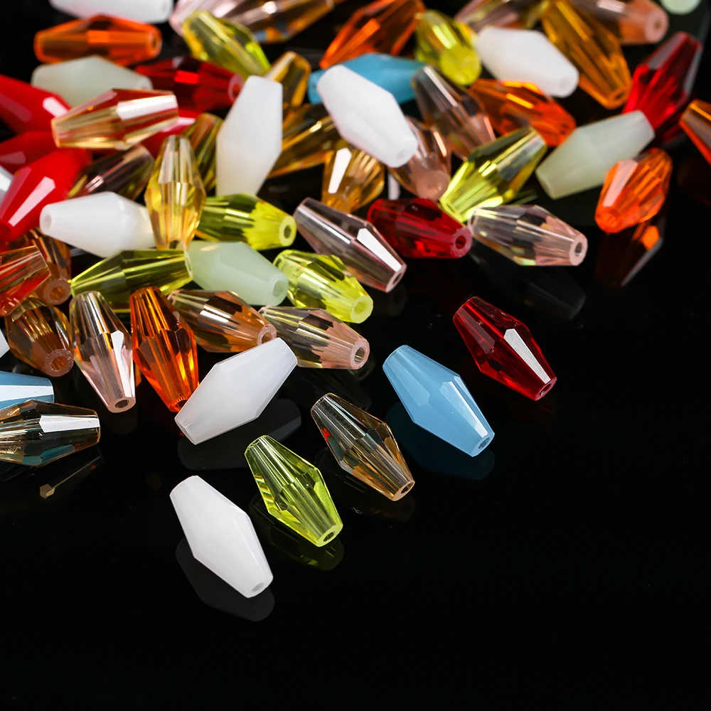 1 Strand About 50/65/75pcs Bicone Shaped Beads Colored Glass Spacer Beads for DIY Phone Chains Necklaces Jewelry Making Findings