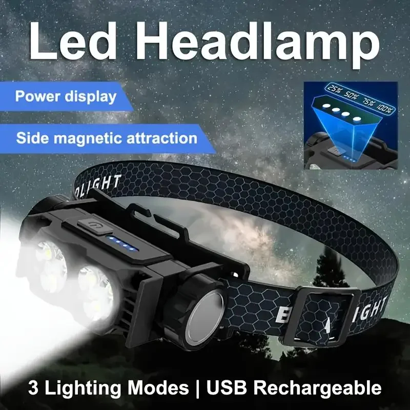 Outdoor Headlamp 6 Core LED System Rechargeable Battery Lightweight Design Long Operation Time For Caving Fishing Emergency Use