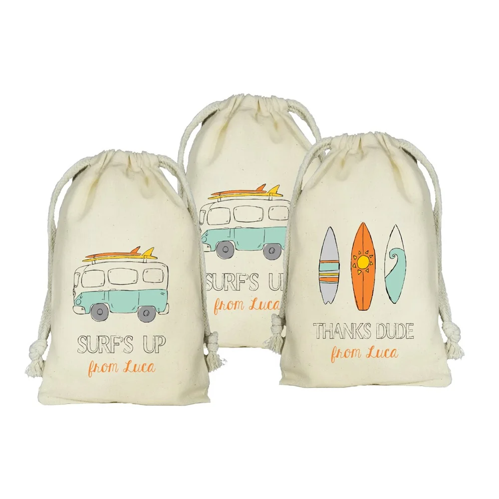 

SURF'S UP VAN & Boards Personalized Favor Bags - Set of 20 Birthday - Surfing - Beach Party - Surfboard - Van party favor bag