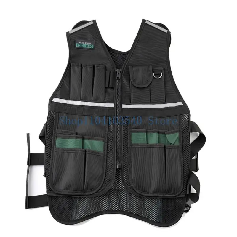 02DC Pocket Utility Vest for Maintenance Work, With Adjustable Side Bands and Reflective Trim for Convenient Access to