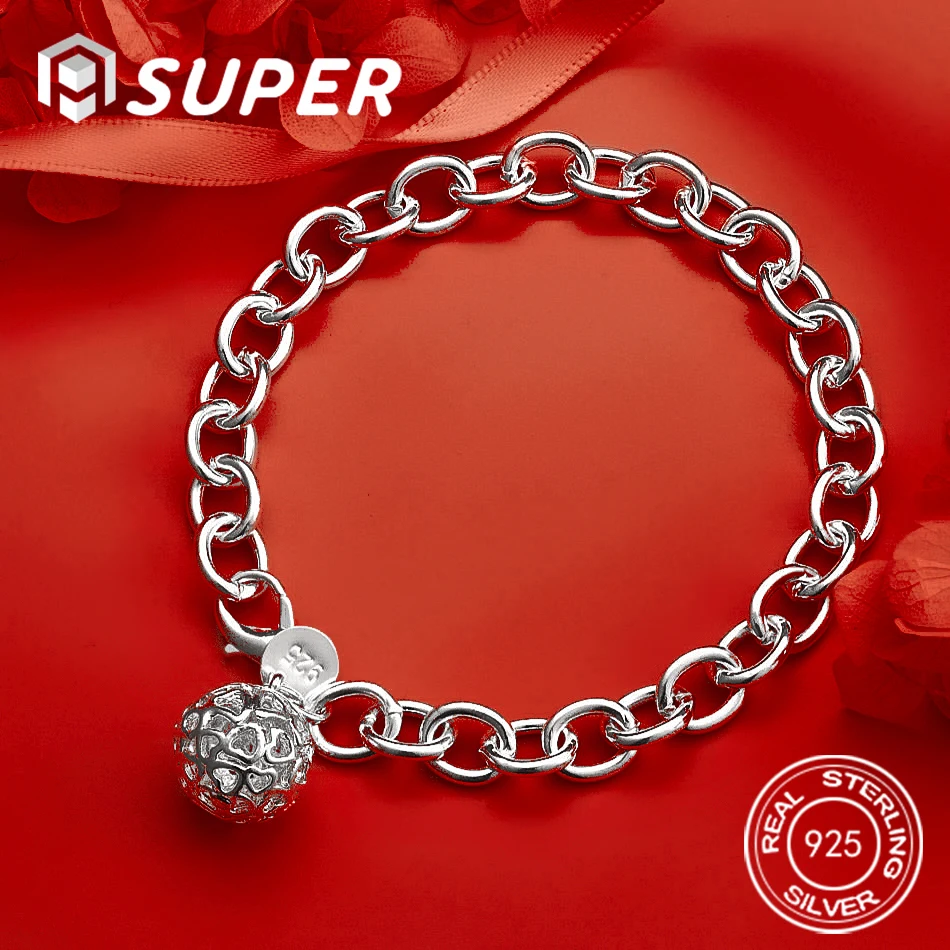 

ALISuper 925 Sterling Silver 8-inch Delicate Round Bracelet for Women - Stylish and Charming Wedding Jewelry Accessories