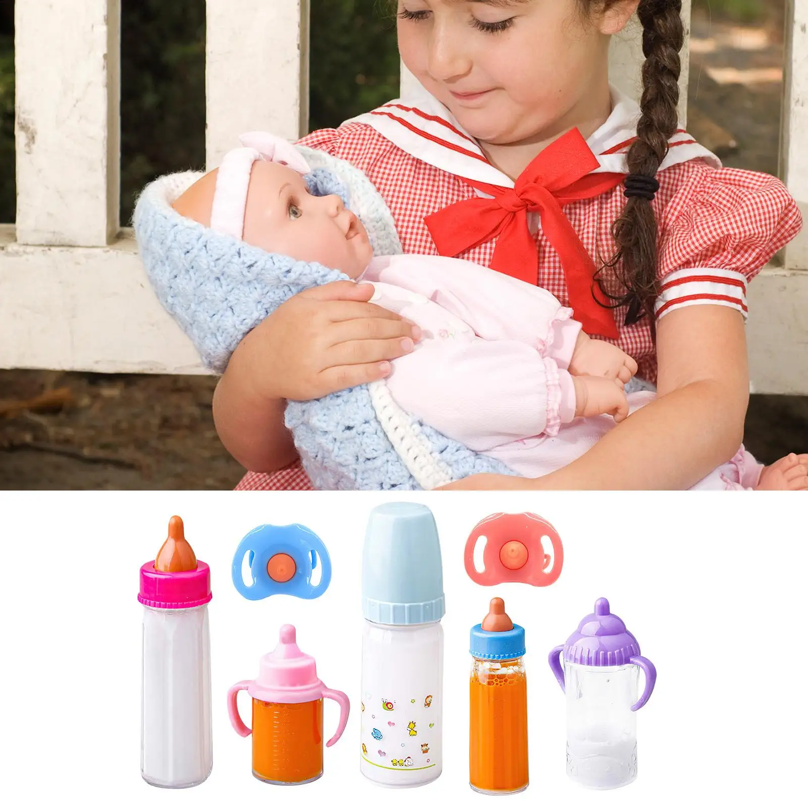 Baby Puppe Flaschen Pretend Spielen Pflege Nippel Kreative Pretend Spielen Verschwinden Milch Und Saft Flaschen Mit Schnuller Puppe