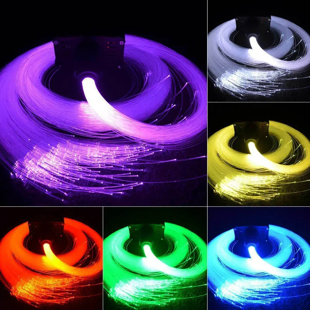 16W RGBW Car Twinkle Meteor Light Fiber Dual Port Optical Fiber Lamp 1000PCS APP Control Fiber Optic Star Ceiling Light Kit