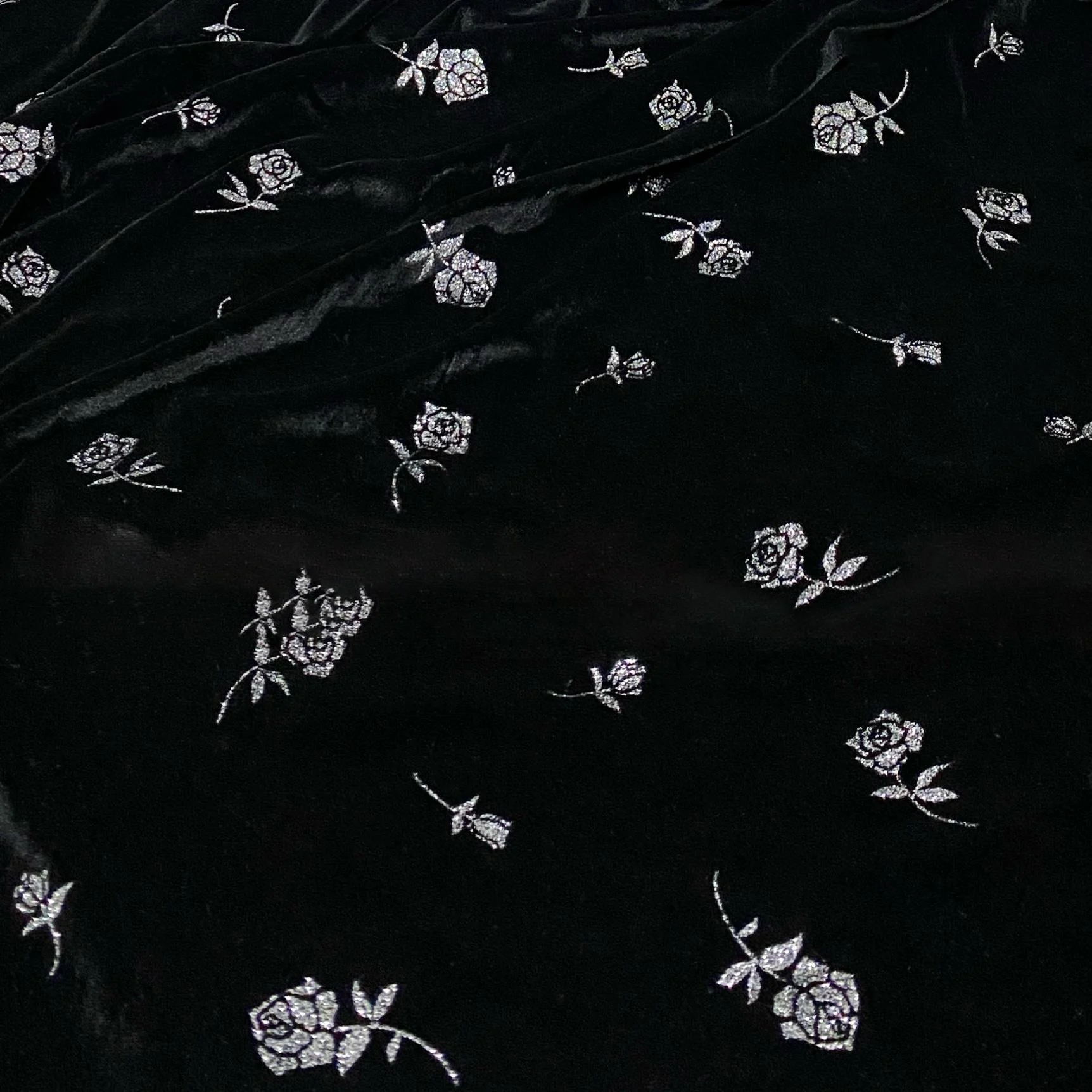 Black Rose Gold Velvet Fabric Bronzing Process Soft Cloth Women\'s Clothing Skirt Handmade Fabric Diy curtain slipcover