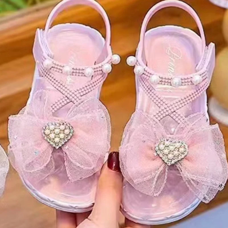 Girls' Sandals 2025 Summer New Sparkling Water Diamond Western Style Small, Medium, Large Children's Little Girls' Princess Shoe