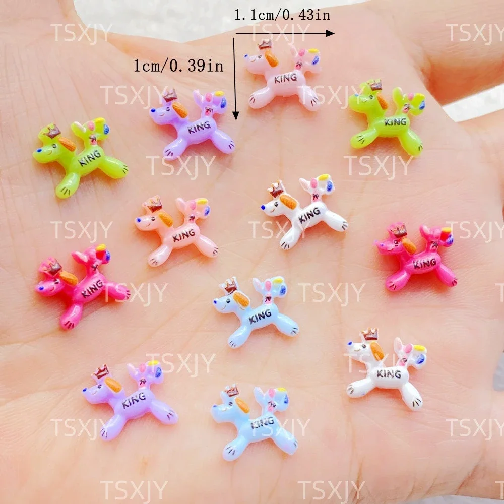 60 pièces résine Kawaii coloré Mini dessin animé couronne chiot Nail Art Flatback pierre Scrapbook Figurines bijoux à bricoler soi-même accessoires artisanat