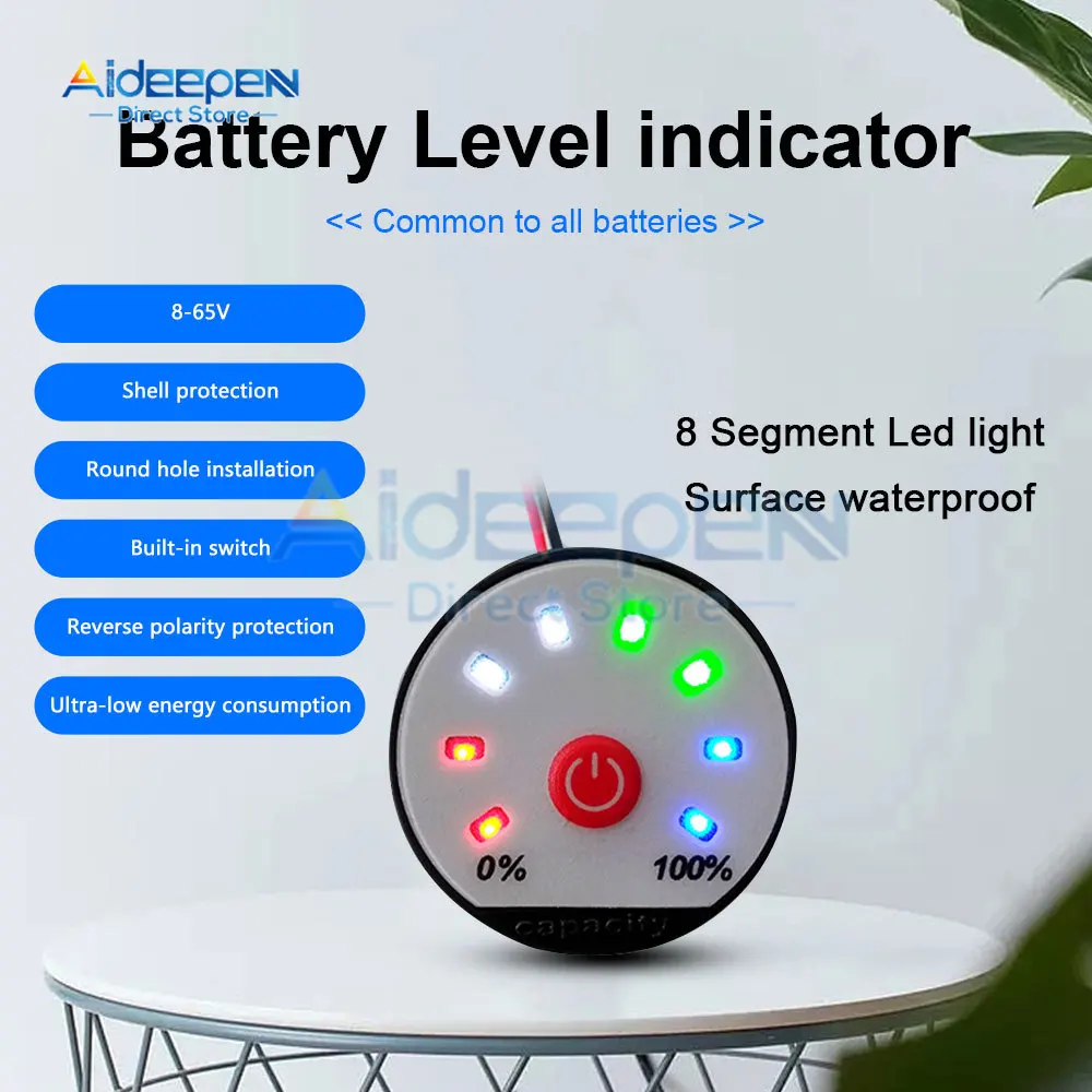 

1S 2S 3S 4S 5S 6S 7S 10S 13S 12/24/48V Lead acid Lithium Battery Li-po Li-ion Capacity Indicator Power Display Charge LED Tester