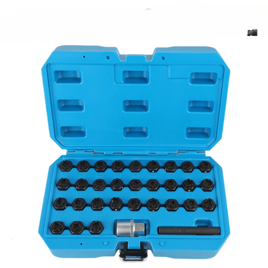 MR CARTOOL 32PCS Anti-Theft Screw Sleeve Wheel Lock Tool 12.5mm Sleeve Removal Tool Set Socket For Mecedes Benz