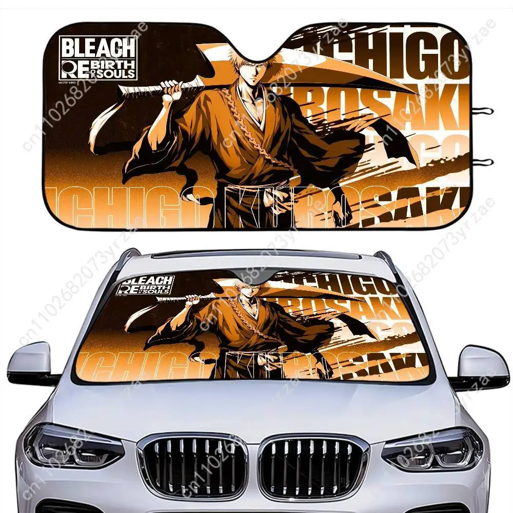

Bleach Ichigo Kurosaki Car Sun Shade Good Heat Insulation Effect Windshield Sunshade Portable Waterproof Easy Clean Accessory