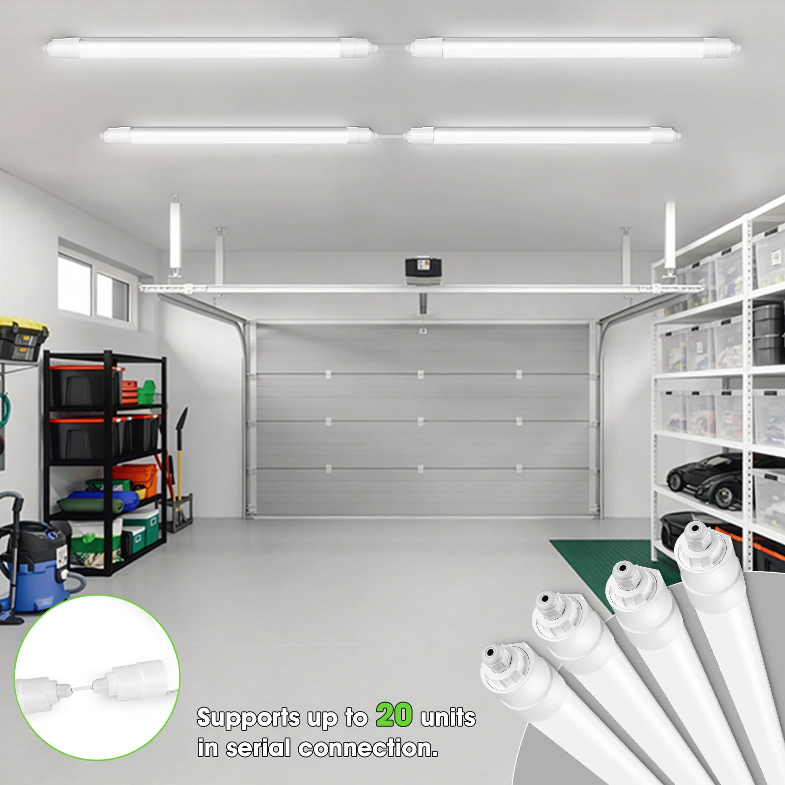 2er-/4er-Pack 30W LED-Deckenleuchte IP68 Feuchtigkeitsbeständige Röhrenlampe 90cm 4000K Verkettbare Wasserdichte Leuchte für Badezimmer Garage