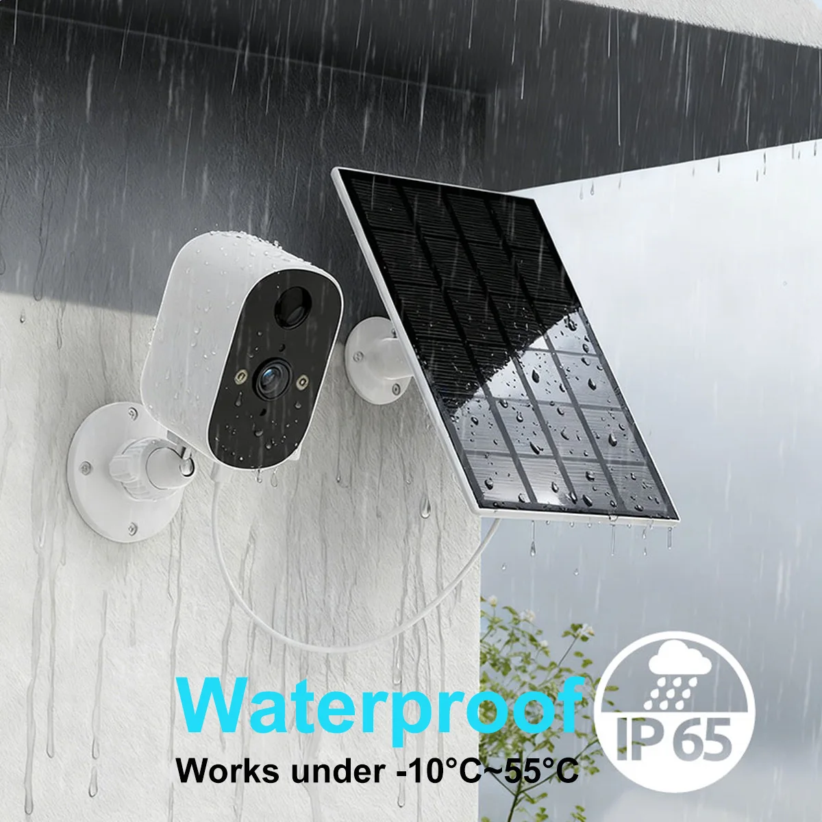 2-Packs Wireless Surveillance Camera 1080P WiFi Home Security Recharge Battery Solar Powered IP Camera Outdoor Human Detection