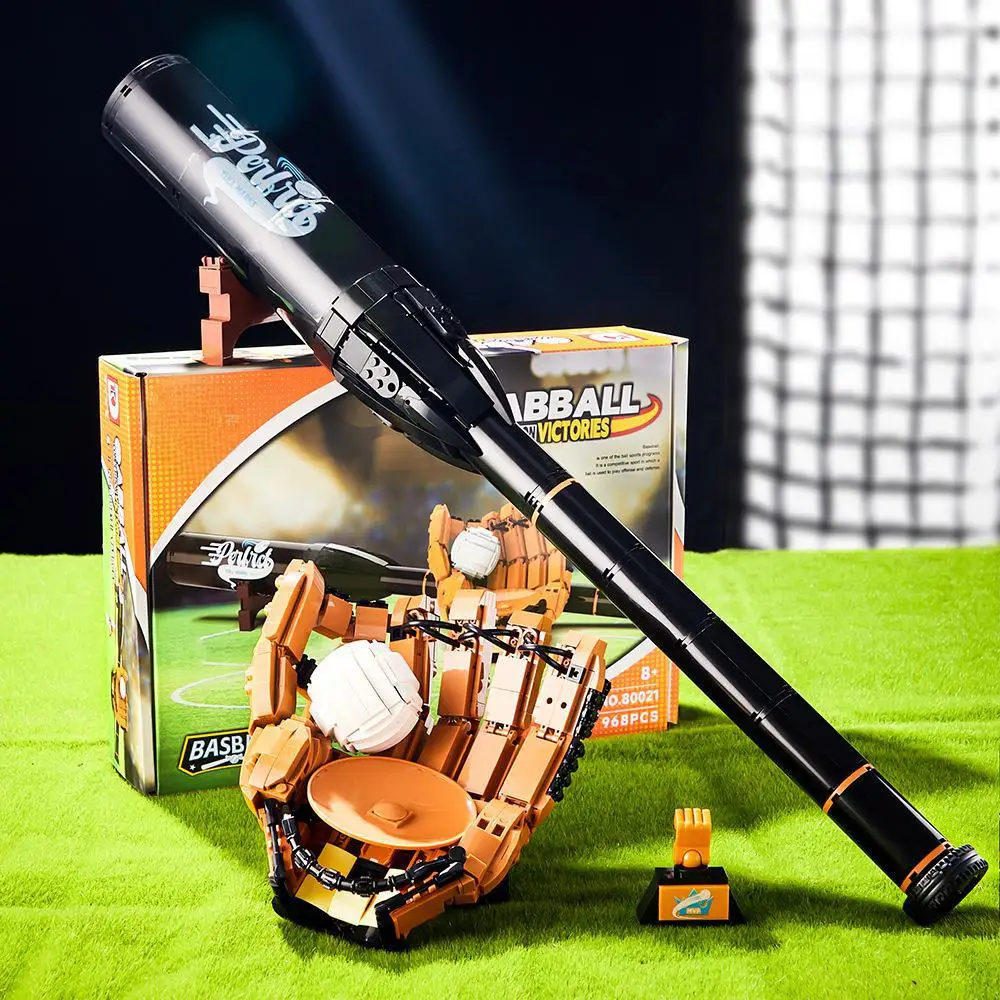 

968 Pcs Building Blocks Set Baseball Bat & Glove Educational Assembly Toy Display Gift for Kids
