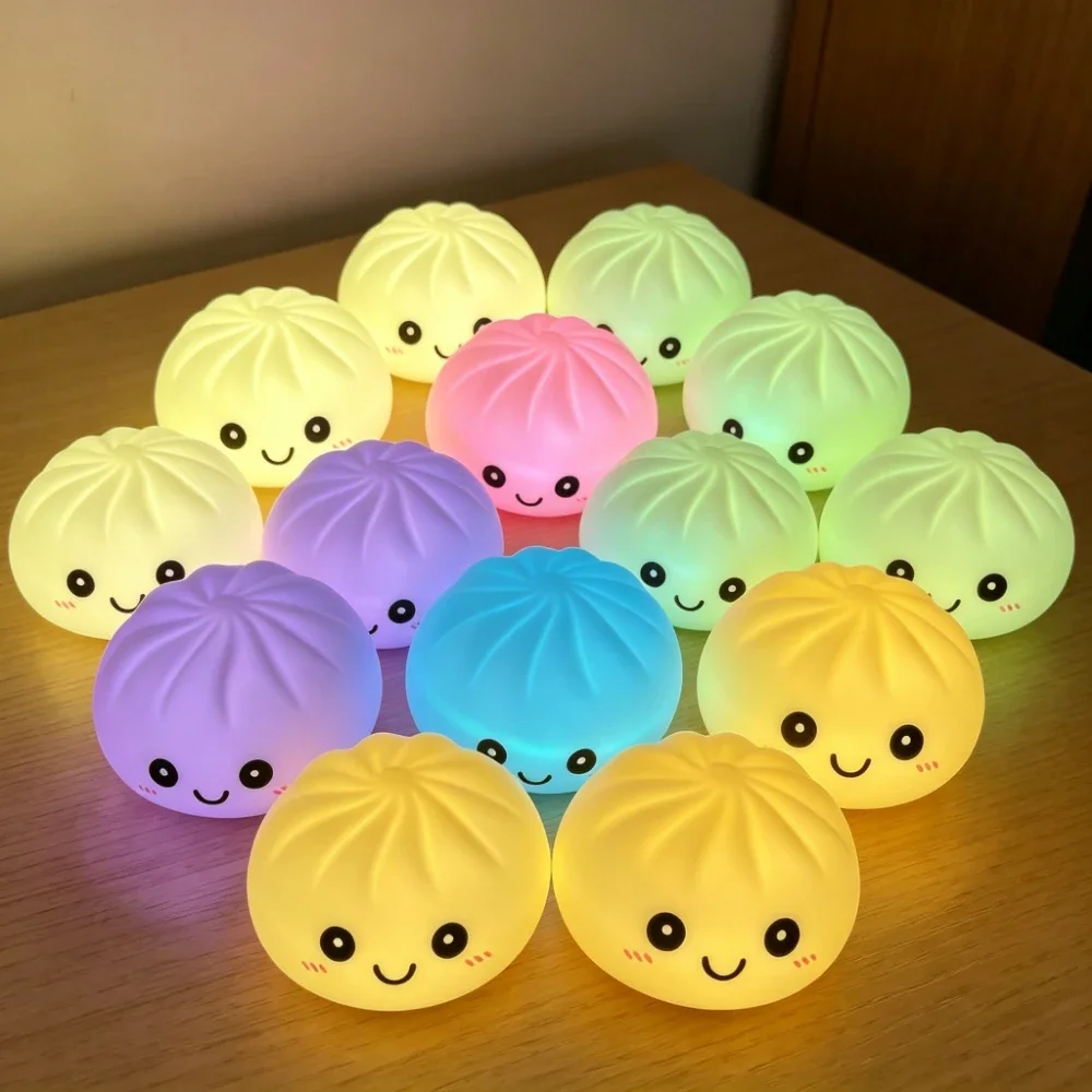 Leuchtender Bubble-Spitting-Steamed-Bun-Stressball: Realistisches Lebensmittel-Design, Ästhetisches Büro-Schreibtisch-Deko-Spielzeug zur Stresslinderung – Detail 25