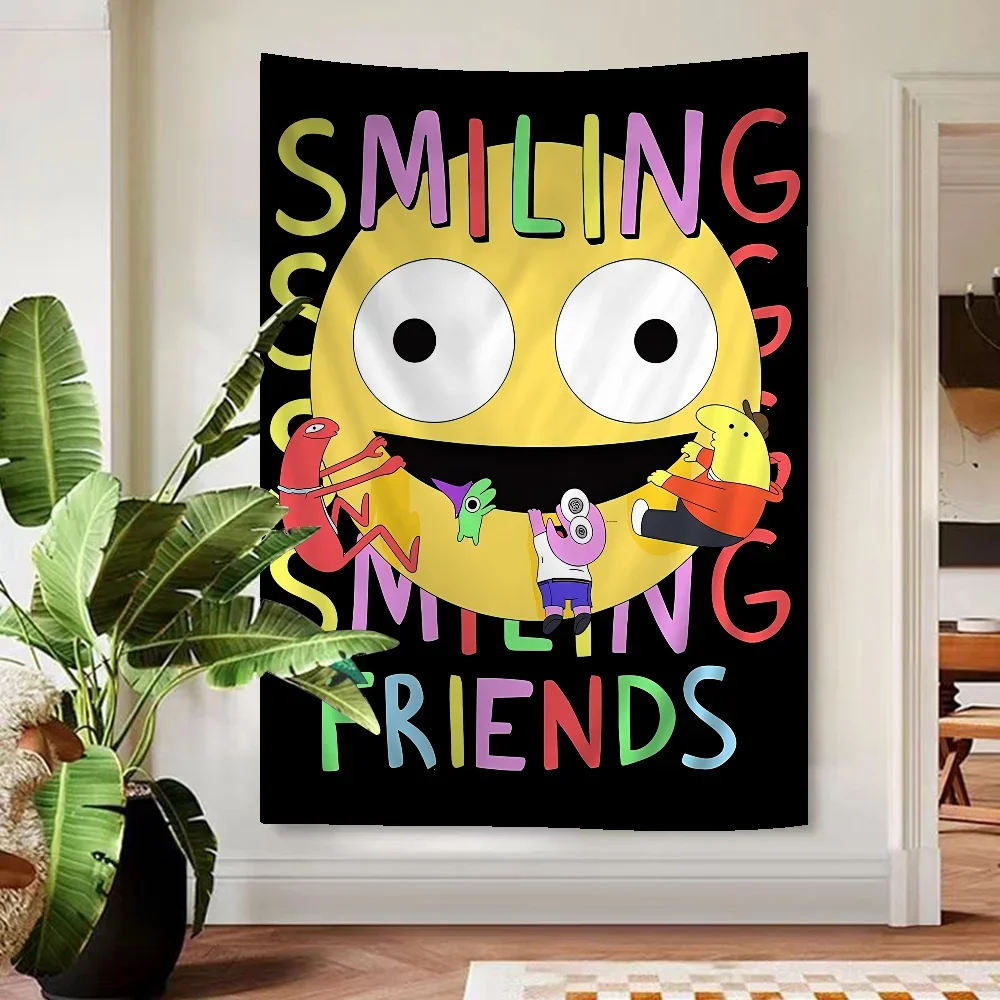 Cartoon s-lächelnde Freunde bunte Tapisserie Wandbehang böhmische Wandteppiche Mandala Wand kunst Dekor