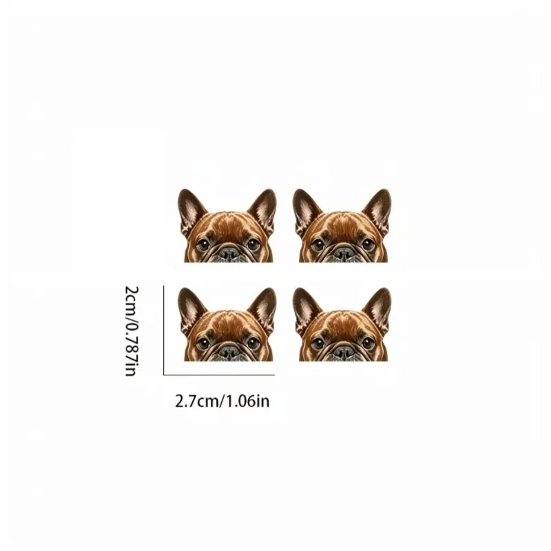 1set 2D Flat Cute French Bulldog Peeking Vinyl Sticker, Waterproof Decal for Car Buttons Rearview Mirror Helmet Laptop