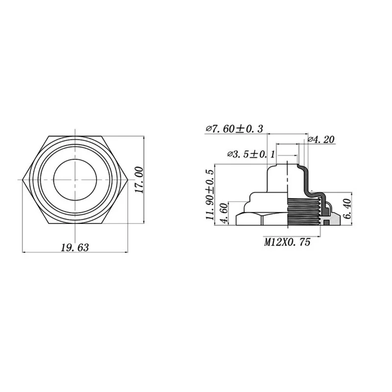 5pcs new Product M12 * 0.75 12MM Toggle Switch Waterproof Cap With Hexagonal Metal Edge