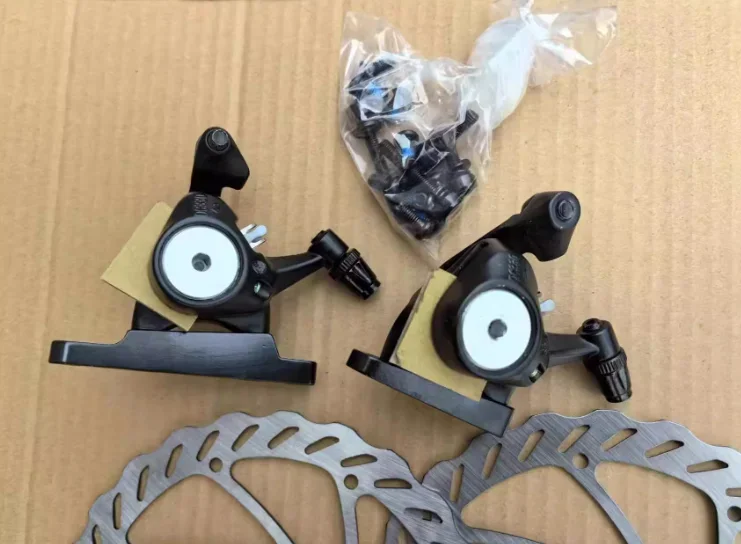 1set PROMAX Dsk-330r /300 Flat-mount Mechanical Disc Brake Calipers Front/Rear + 2pcs 160mm Rotors + Screws for Road MTB Bike view 4